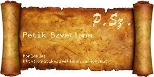 Petik Szvetlana névjegykártya